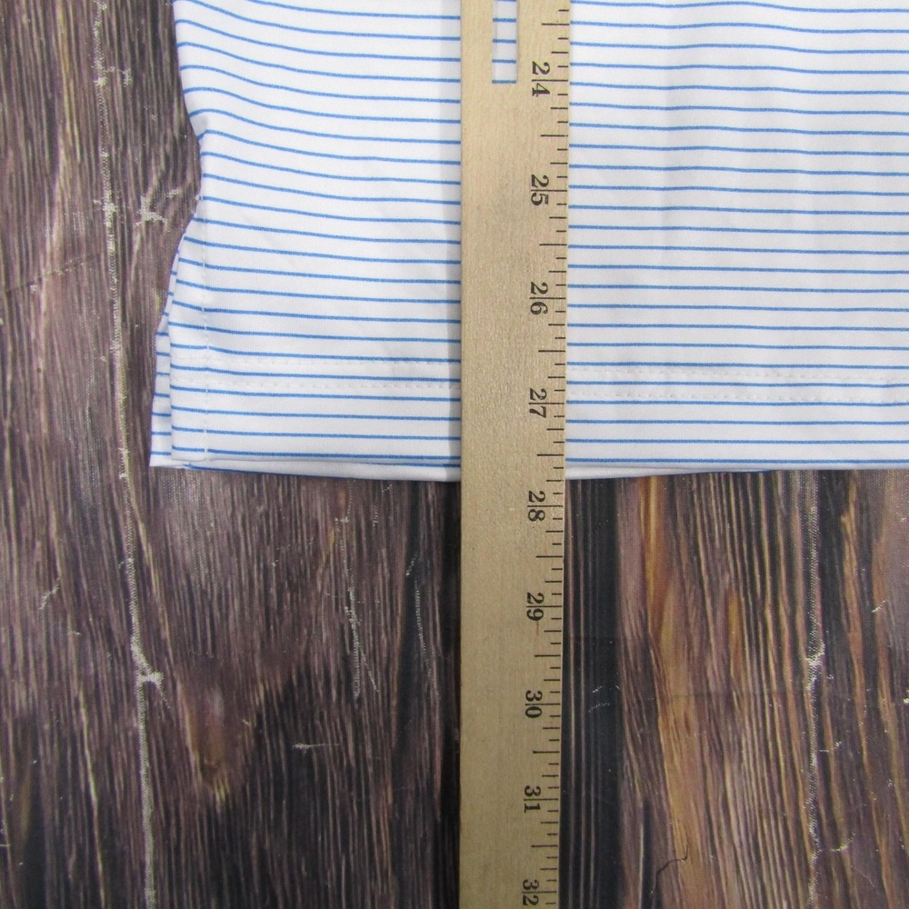 Collars & Co Polo Shirt Mens Medium Blue White Stripe Dress Collar Relaxed Golf - Picture 7 of 7